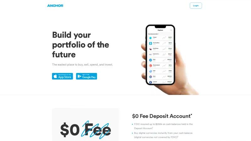 Anchor - Invest in Cryptocurrency Easily Homepage of Anchor